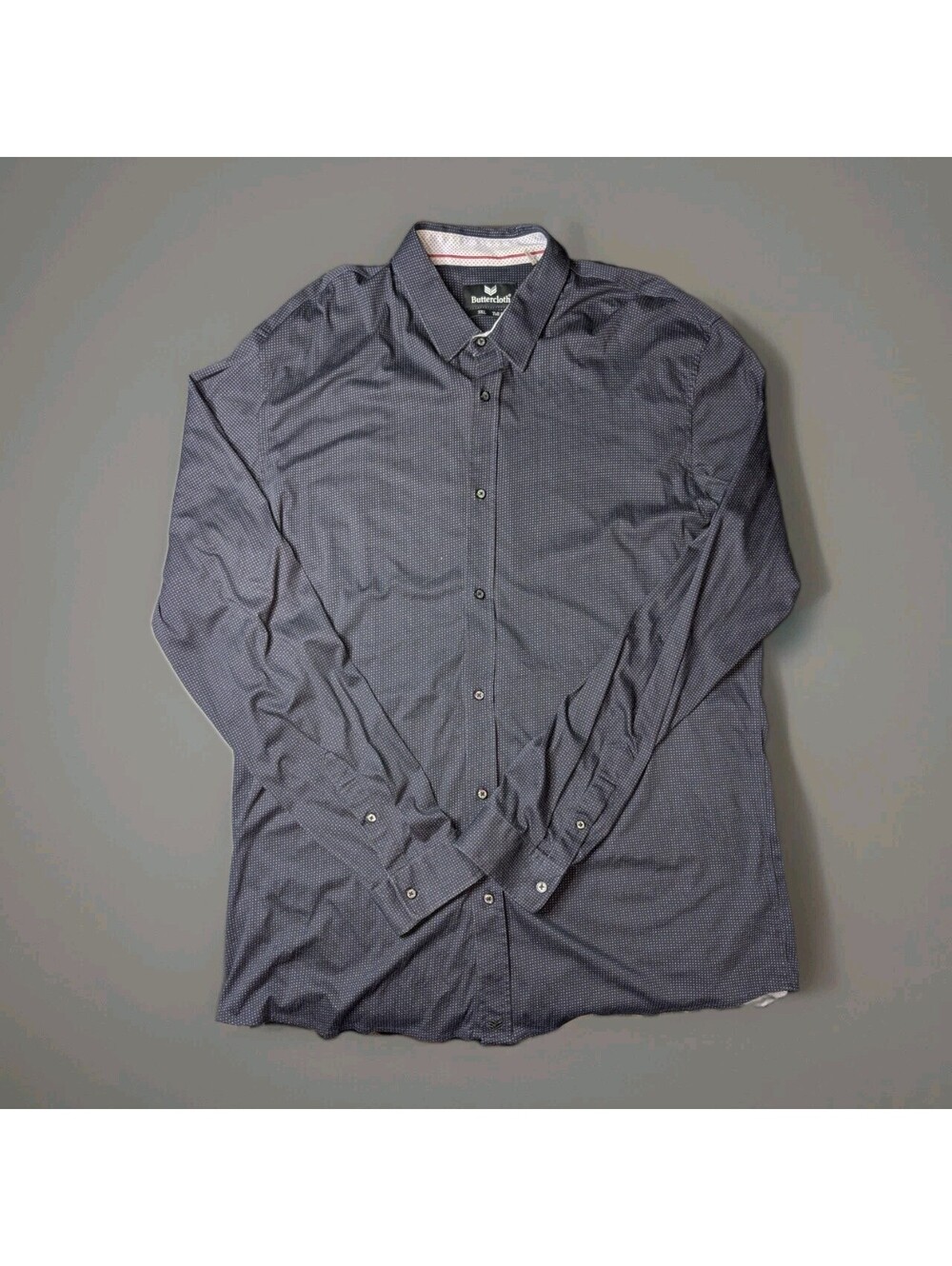 Butter Cloth Long Sleeve Button Shirt Black Blue Geometric Dots 3XL Tall